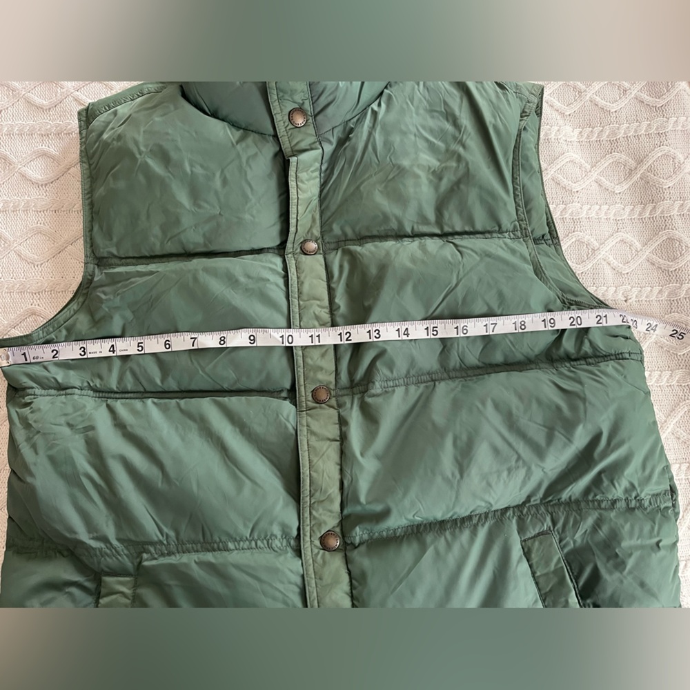 Men’s Lands' End Olive Quilted Jacket Feather Down Vest Size Medium - Picture 13 of 15